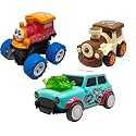 Jo Baby Unbreakable Four-Wheel Drive Friction Powered Diecast Train, Dancing Car Green &amp; Monster Thomas Toy Set (Pack of 3)