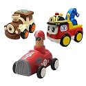Jo Baby Unbreakable Four-Wheel Drive Friction Powered Diecast Train, Crane &amp; Push and Go Car Toy Set (Pack of 3)