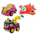 Jo Baby Unbreakable Four-Wheel Drive Friction Powered Diecast Car, Robot Plane &amp; Excavator Toy Set (Pack of 3)