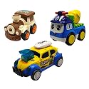 Jo Baby Unbreakable Four-Wheel Drive Friction Powered Diecast Train, Cement Mixer &amp; Dancing Car Yellow Toy Set (Pack of 3)