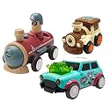Jo Baby Unbreakable Four-Wheel Drive Friction Powered Diecast Train, Dancing Car Green &amp; Push and Go Train Toy Set (Pack of 3)