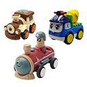 Jo Baby Unbreakable Four-Wheel Drive Friction Powered Diecast Train, Cement Mixer &amp; Push and Go Train Toy Set (Pack of 3)