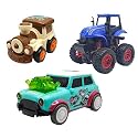 Jo Baby Unbreakable Four-Wheel Drive Friction Powered Diecast Train, Monster Tractor &amp; Dancing Car Green Toy Set (Pack of 3)