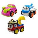 Jo Baby Unbreakable Four-Wheel Drive Friction Powered Diecast Car, Plane &amp; Excavator Toy Set (Pack of 3)