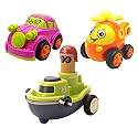 Jo Baby Unbreakable Four-Wheel Drive Friction Powered Diecast Car, Helicopter &amp; Push and Go Boat Toy Set (Pack of 3)