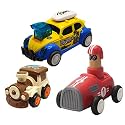 Jo Baby Unbreakable Four-Wheel Drive Friction Powered Diecast Train, Dancing Car Yellow &amp; Push and Go Car Toy Set (Pack of 3)