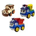 Jo Baby Unbreakable Four-Wheel Drive Friction Powered Diecast Train, Cement Mixer &amp; Dumper Toy Set (Pack of 3)