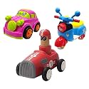 Jo Baby Unbreakable Four-Wheel Drive Friction Powered Diecast Car, Scooter &amp; Push and Go Car Toy Set (Pack of 3)
