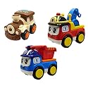 Jo Baby Unbreakable Four-Wheel Drive Friction Powered Diecast Train, Crane &amp; Dumper Toy Set (Pack of 3)