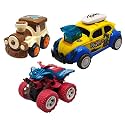 Jo Baby Unbreakable Four-Wheel Drive Friction Powered Diecast Train, Dancing Car Yellow & Monster Thomas Toy Set (Pack of 3)