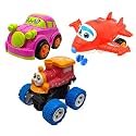 Jo Baby Unbreakable Four-Wheel Drive Friction Powered Diecast Car, Robot Plane &amp; Monster Thomas Toy Set (Pack of 3)