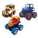 Jo Baby Unbreakable Four-Wheel Drive Friction Powered Diecast Train, Monster Tractor & Monster Thomas Toy Set (Pack of 3)