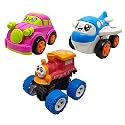 Jo Baby Unbreakable Four-Wheel Drive Friction Powered Diecast Car, Plane &amp; Monster Thomas Toy Set (Pack of 3)