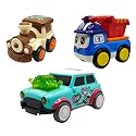 Jo Baby Unbreakable Four-Wheel Drive Friction Powered Diecast Train, Dumper &amp; Dancing Car Green Toy Set (Pack of 3)