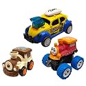 Jo Baby Unbreakable Four-Wheel Drive Friction Powered Diecast Train, Dancing Car Yellow &amp; Monster Thomas Toy Set (Pack of 3)