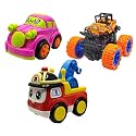 Jo Baby Unbreakable Four-Wheel Drive Friction Powered Diecast Car, Monster Car &amp; Crane Toy Set (Pack of 3)
