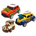 Jo Baby Unbreakable Four-Wheel Drive Friction Powered Diecast Train, Dancing Car Yellow &amp; Dancing Car Orange Toy Set (Pack of 3)