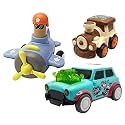 Jo Baby Unbreakable Four-Wheel Drive Friction Powered Diecast Train, Dancing Car Green &amp; Push and Go Plane Toy Set (Pack of 3)