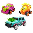 Jo Baby Unbreakable Four-Wheel Drive Friction Powered Diecast Car, Helicopter &amp; Dancing Car Green Toy Set (Pack of 3)