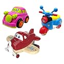 Jo Baby Unbreakable Four-Wheel Drive Friction Powered Diecast Car, Scooter &amp; Cartoon Plane Toy Set (Pack of 3)