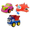 Jo Baby Unbreakable Four-Wheel Drive Friction Powered Diecast Car, Robot Plane &amp; Dumper Toy Set (Pack of 3)