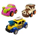 Jo Baby Unbreakable Four-Wheel Drive Friction Powered Diecast Car, Train &amp; Dancing Car Yellow Toy Set (Pack of 3)