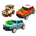Jo Baby Unbreakable Four-Wheel Drive Friction Powered Diecast Train, Dancing Car Orange &amp; Dancing Car Green Toy Set (Pack of 3)