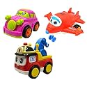 Jo Baby Unbreakable Four-Wheel Drive Friction Powered Diecast Car, Robot Plane & Crane Toy Set (Pack of 3)