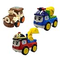 Jo Baby Unbreakable Four-Wheel Drive Friction Powered Diecast Train, Cement Mixer &amp; Excavator Toy Set (Pack of 3)