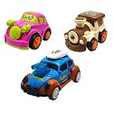 Jo Baby Unbreakable Four-Wheel Drive Friction Powered Diecast Car, Train &amp; Dancing Car BlueToy Set (Pack of 3)