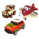 Jo Baby Unbreakable Four-Wheel Drive Friction Powered Diecast Train, Dancing Car Orange &amp; Cartoon Plane Toy Set (Pack of 3)