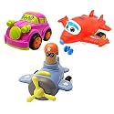 Jo Baby Unbreakable Four-Wheel Drive Friction Powered Diecast Car, Robot Plane &amp; Push and Go Plane Toy Set (Pack of 3)