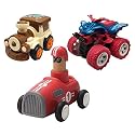 Jo Baby Unbreakable Four-Wheel Drive Friction Powered Diecast Train, Monster Scooter &amp; Push and Go Car Toy Set (Pack of 3)