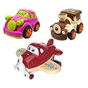 Jo Baby Unbreakable Four-Wheel Drive Friction Powered Diecast Car, Train &amp; Cartoon Plane Toy Set (Pack of 3)