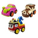 Jo Baby Unbreakable Four-Wheel Drive Friction Powered Diecast Car, Train &amp; Crane Toy Set (Pack of 3)