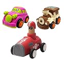 Jo Baby Unbreakable Four-Wheel Drive Friction Powered Diecast Car, Train &amp; Push and Go Car Toy Set (Pack of 3)