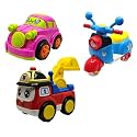 Jo Baby Unbreakable Four-Wheel Drive Friction Powered Diecast Car, Scooter &amp; Excavator Toy Set (Pack of 3)