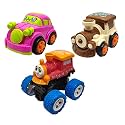 Jo Baby Unbreakable Four-Wheel Drive Friction Powered Diecast Car, Train &amp; Monster Thomas Toy Set (Pack of 3)