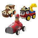 Jo Baby Unbreakable Four-Wheel Drive Friction Powered Diecast Train, Excavator &amp; Push and Go Car Toy Set (Pack of 3)