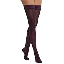 JOBST Opaque Thigh High with Silicone Dot Top Band, 15-20 mmHg Compression Stockings, Closed Toe, Small, Cranberry