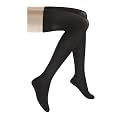 JOBST Opaque Thigh High with Silicone Dot Top Band, 15-20 mmHg Compression Stockings, Closed Toe, Medium, Classic Black