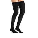 JOBST Opaque Thigh High with Silicone Dot Top Band, 15-20 mmHg Compression Stockings, Closed Toe, Small, Classic Black