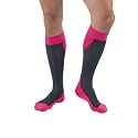 JOBST Sport Knee High 20-30 mmHg Compression Socks, Pink/Grey, Small