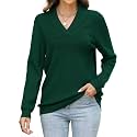 JOCAFIYE Sweater for Women 2026 Long Sleeve V Neck Casual Knit Pullover