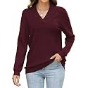 JOCAFIYE Sweater for Women 2026 Long Sleeve V Neck Casual Knit Pullover