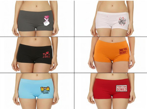 jocker pack of 6 women boy short blue grey red pink white black panty