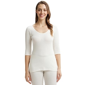 jockey women39s super combed cotton rich three quarter sleeve thermal top with staywarm technology