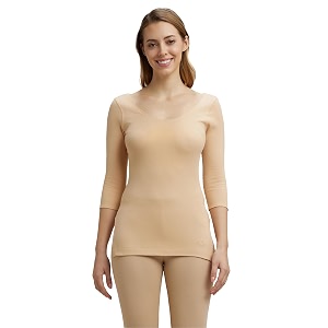 jockey 2503 women extra warmth super combed cotton rich three quarter sleeve thermal top with staywarm technology
