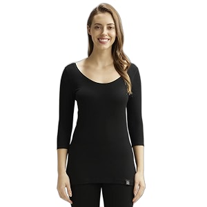 jockey 2511 women warmth soft touch microfiber elastane stretch three quarter sleeve thermal top with staywarm technology