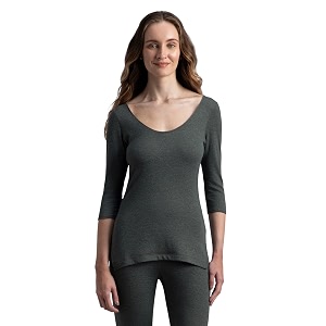 jockey 2543 women super warmth super combed cotton rich brushed three quarter sleeve thermal top with staywarm technology regular fit